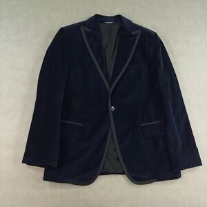 Billy Reid Italy Navy Velvet Tuxedo Blazer Sport Coat Satin Trim‎ 42R Mens